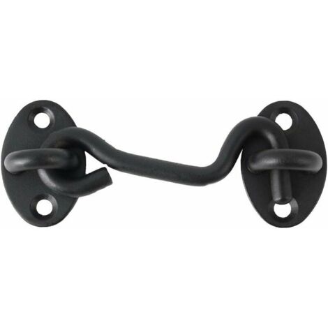 VURAHOME - Cabine Crochet, Acier Inoxidable Œil Loquet Intimité Crochets Porte avec Vis Femeture pour Volets Porte Fenêtre Barre Curseur Cabanon Noir 1 PCS 3 pouces