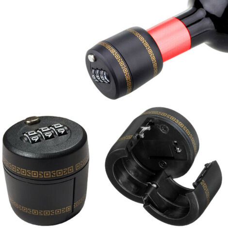 VURAHOME - Cadenas à Combinaison 3-chiffre pour Bouchon Bouteille de Vin Serrure Plastique