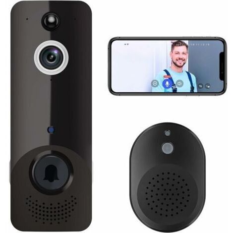 VURAHOME - Caméra de sonnette vidéo intelligente d'extérieur sans fil avec carillon annulaire, vidéo HD 1080p, détection humaine AI, stockage dans le cloud, vision nocturne, alimenté par batterie, ale