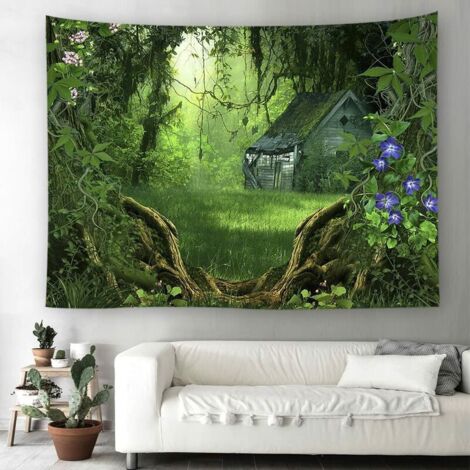 VURAHOME - Chambre à coucher salon décoration murale tissu forêt impression tapisserie (150X100cm)
