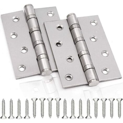 VURAHOME - Charnière de Porte en Inox，2 Pcs Charnières De Porte Charnières Pliables Charnières Inox Épaisseur 3mm Paumelle，pour Portes massives intérieur (Silver)