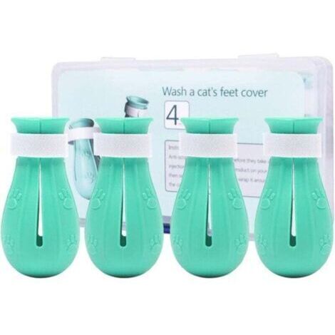 VURAHOME - Chat Bottes en Silicone Chaussure Chat Bottes de Pied de Chat Anti-Rayures 4 , XU,Pièces pour Les Chiens Ou Les Chats afin D'éviter Qu'Ils Ne Se Grattent, Vert Clair -
