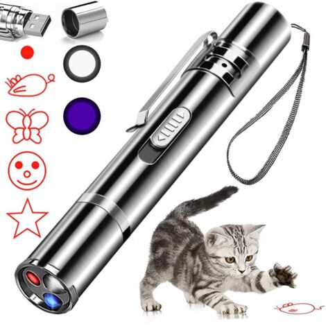 VURAHOME -Chat Laser Jouet Pointeur De Lumiere Led Rouge Jouets Interactifs Pour Chats D'Interieur Chiens Longue Portee 3 Modes Laser Projection Usb Recharge