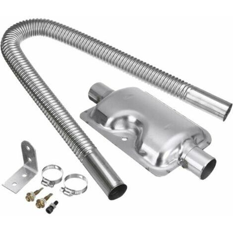 VURAHOME - Chauffage à air pour moteur à pétrole brut - 60 cm - En acier inoxydable - Tuyau d'échappement et 24 mm - Kit silencieux pour accessoires de chauffage de voiture