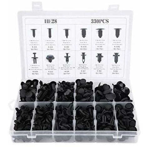 VURAHOME - Clips Agrafe Rivets Fixation de Protection, 330Pcs 12 Tailles Assorties Carrosserie Poussée Rivet Garniture Clip,de