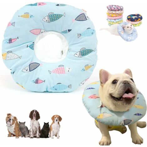 VURAHOME - Collerette Chat Anti Lechage Collier de Récupération Protection pour Chat Chiot Chien Animaux de Compagnie après la Chirurgie réglable Collerettes Anti-Morsure (L. Poisson Bleu)