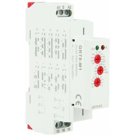 VURAHOME - Commutateur de Relais Temporisé AC 220V GRT8-M1 Montage sur Rail DIN 10 Fonctions Indicateurs LED