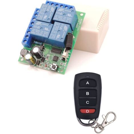 VURAHOME - Commutateur de télécommande universel, récepteur de relais RF DC 12V/24V 10A 315Mhz avec 1 émetteur pour moteur, porte de garage, lumière, rideau électrique, interrupteur de bricolage