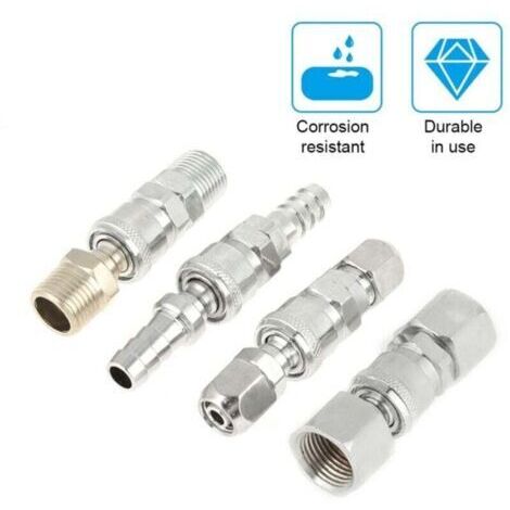 VURAHOME - Connecteurs de Tuyau de Compresseur D'air, XU, 8 Pièces 1/2" BSP Filetage Mâle Raccords Rapides Kit complet avec 8 X 12 Mm Coupleur Rapide et Prise de Connecteur -