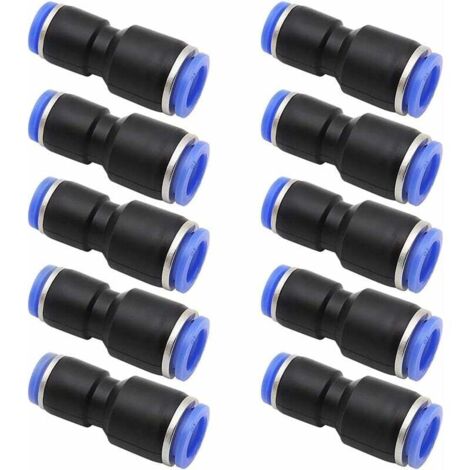 VURAHOME - Connecteurs Pneumatiques Droits 10 Pièces Connecteurs Pneumatiques 35MM de Long 6mm à 8mm Air Push Connecteur Laiton et Plastique Raccords Rapides