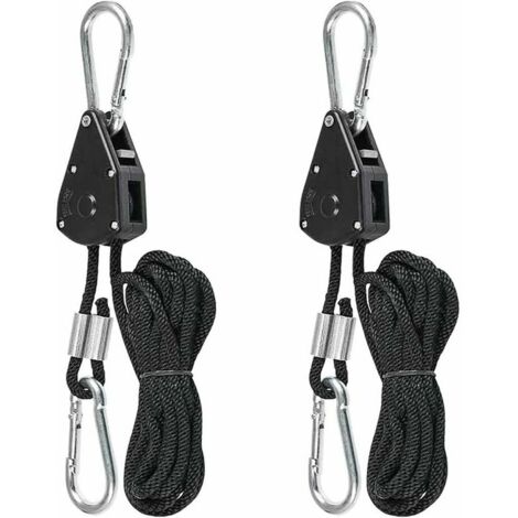 VURAHOME - Cordes à Cliquet avec Crochets Cliquet de Poulie à Corde Cordes à Cliquet Réglable Cliquet Corde Robuste Sangle à Cliquet Corde，(2pcs)