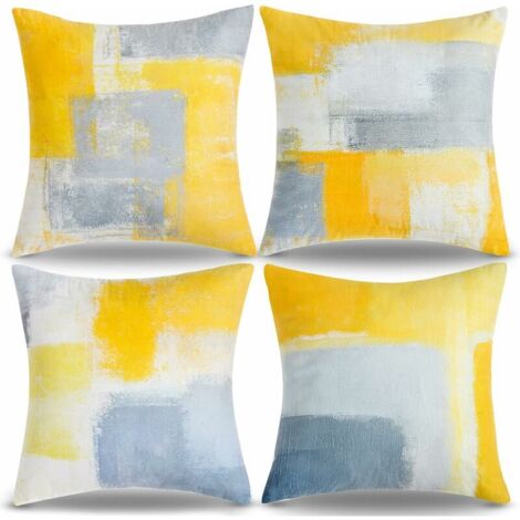 VURAHOME - Coussin Canapé Housse de Coussin 45x45 Géométrique Coussin Jaune Moutarde Super Doux pour canapé-lit Canapé Coussin Housse de Coussin Maison Décoratif