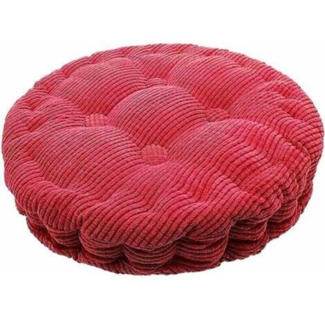VURAHOME - Coussin de Chaise Ronde Epais Galette de Chaise Ronde Rembourré Coussin d'assise Maison Jardin Salle à Manger 40cm Rouge foncé