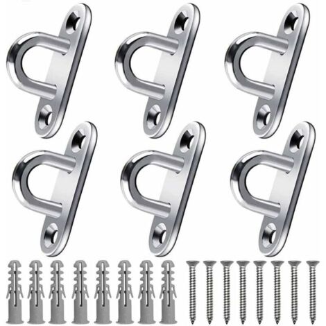 VURAHOME - Crochet Acier Inoxydable (6Pcs) - Support Mural Pour Charges Lourdes  - Crochets Métal Forme U Avec 2 Trous Retient Jusqu'À 40 Kg Poids, Crochets Mural À Visser Patères À Visseren