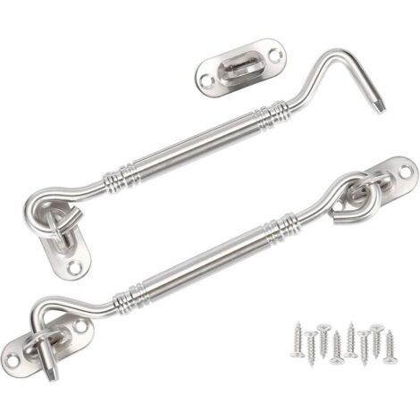 VURAHOME - Crochet de tempête 2 pièces avec œillet.Crochet de cabine en acier inoxydable.Crochet de porte crochet de fenêtre en argent.Crochet de tempête pour porte battante en bois.Volets de fenêtre 