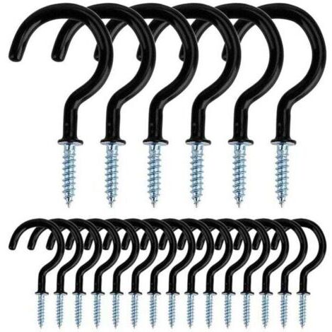 VURAHOME - Crochets à Visser Métal Plafond Vis Crochet en pour Usage D'intérieur et de Plein Air pour Accrocher Tasses, XU, Pots, Lumières, Cordes, 20 Pièces (Noir) -