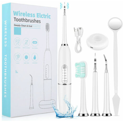 VURAHOME - Décapant tactile à 5 vitesses, détartreur électrique domestique, nettoyage et rinçage des dents, appareil de beauté dentaire (blanc)