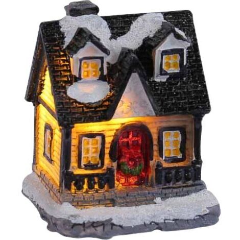 VURAHOME - Décoration de bureau élégante Figurine d'art unique pour étagère et table-T2-60 Maisonnette lumineuse à toit noir, Modèle C