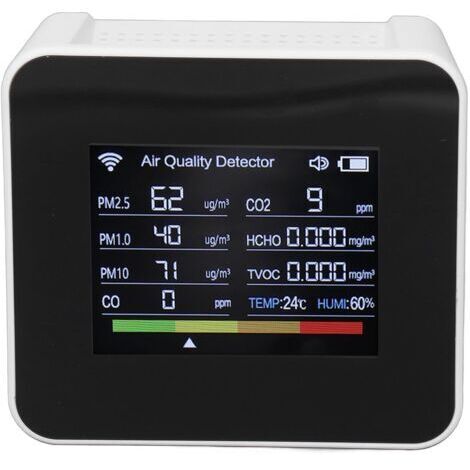VURAHOME - Détecteur de qualité de l'air WiFi : CO2, HCHO, TVOC, PM2.5, CO, testeur d'air multifonction avec affichage numérique,de