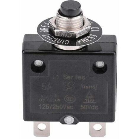 VURAHOME - Disjoncteur 15A – Interrupteur thermique avec réinitialisation – 125-250V AC, 50V DC – Protection contre surcharges – Montage facile