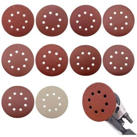 VURAHOME - Disque Ponçage 100pcs - Abrasifs 125 mm, Grain 80/180/240/400/800/1000/1200/1500/2000/3000, Ponçage Polissage Dérouillage (8 trous),de