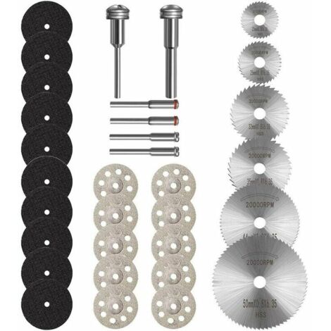 VURAHOME - Disques de coupe pour Dremel, accessoires d'outils rotatifs Mini roue de coupe diamantée à tige 1/8" et lames de scie circulaire HSS et roues de coupe en métal en résine Outils Bois Métal P