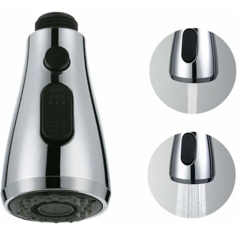 VURAHOME - Douchette de Robinet Avec Bouton Stop 2 Types de Jet Rétractable Evier Cuisine Pro Tête Pour Mitigeur WC Robinet Salle de Bain Universelle