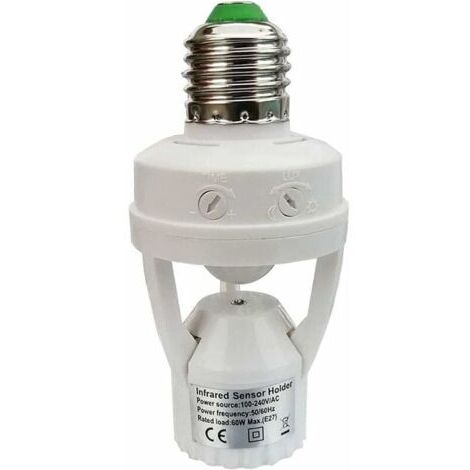 VURAHOME - Douille avec détecteur de mouvement PIR ampoules avec culot E27 pour une utilisation en intérieur avec réglage du temps et de la lumière,