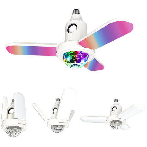 VURAHOME -E27 LED RGB Déformable 3 Lames Ventilateur de Plafond Lumière Bluetooth Musique Lampe