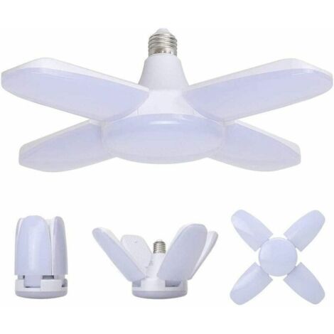 VURAHOME -Éclairage de garage à LED 60W, E27 6000 lumens plafonnier de sécurité,Lampe d'atelier déformable à 4 panneaux ajustables,Super Brillant Lumière du Jour pour garage, Entrepôt, Atelier, Gym, C