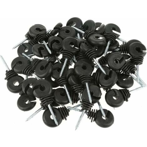 VURAHOME - Electrique Isolateur de Clôture avec Accessoires de Système de Grille à Visser et à Anneau pour L'élevage des Animaux Clôtures Agricoles Electroniques Utilisées sur le Poteau en Bois (Noir 
