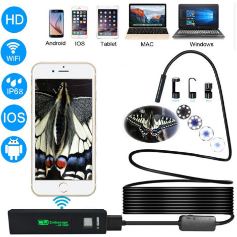 VURAHOME - Endoscope ultra-clair 1200P près de la mise au point Apple Android IOS wifi endoscope de téléphone portable endoscope sans fil 8mm（10m)