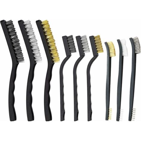 VURAHOME - Ensemble De Brosse Métallique En Acier Inoxydable, Brosse Métallique, Nylon Poignée En Plastique,Pour Nettoyer Les Scories De Soudage Et La Rouille Ensemble De Brosses Métalliques À Main Lo