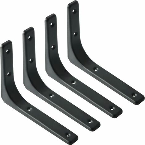 VURAHOME - Equerre Etagere Murale, 4PCS Equerre Metal 200mm x 150mm Equerre Charge Lourde Support Etagere Murale Pour Deco Murale Cuisine Industrielle radiateur Montage Mural (Noire)