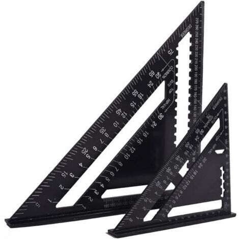 VURAHOME - Equerre Menuisier Multifonctions 18cm et 30cm, Triangle Métal Aluminium Règle Équerre Trusquin Guide Raporteur Angle 45 90 Degres/Outillage Charpentier/Outil Traçage Guidage Menuiserie Bois