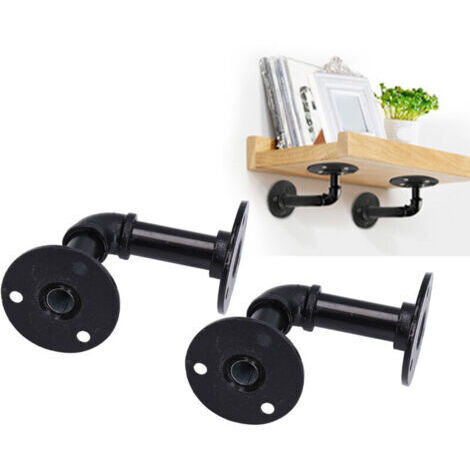 VURAHOME - Étagère murale rétro en fer noir, supports d'étagère, ensemble de supports de cadre de Support de clins..