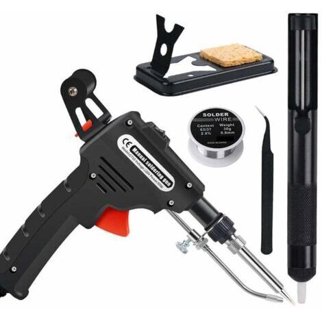 VURAHOME - Fer à Souder et Dessouder Électrique - Pistolet à Étain à Chauffage Intérieur avec Ensemble de Pistolet à Souder Automatique 60W - Outil à Souder avec Prise Européenne.