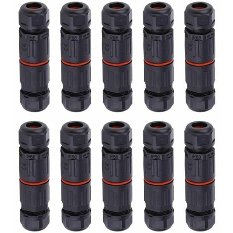 VURAHOME - Fil électrique étanche, connecteur de câble extérieur pour boîte de jonction étanche, 10PCS IP68 Connecteur de câble électrique étanche pour connecteur 3 broches prise de courant extérieure
