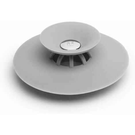 VURAHOME - Flex Drain Stop. Bonde de baignoire et douche, avec fonction attrape-cheveux, coloris gris.,
