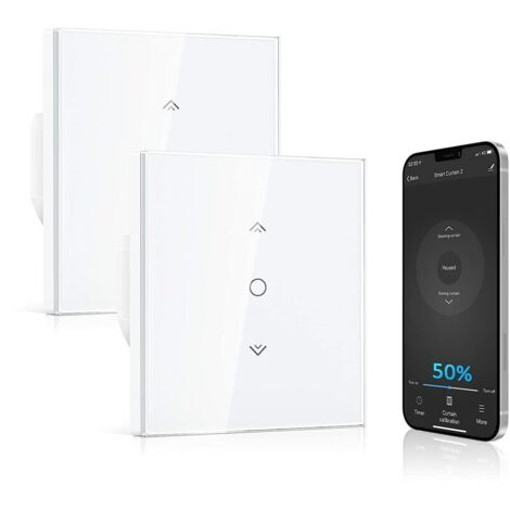 VURAHOME - 【Fonction Pourcentage】Interrupteur Volet Roulant Connecté, Commutateur Rideau Intelligent Alexa Google Home,Interrupteur Volet Roulant Wifi,Contrôle À Distance/Minuterie,Fil Neutre Requis 2