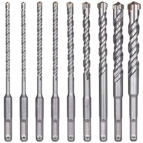 VURAHOME - Forets à béton, XU, 9pcs (5mm 16 x 160mm) Foret à carrelage, Foret électrique SDS-Plus pour perceuse à percussion, Forets croisés pour béton, Brique, Pierre, Naturel, Métal -