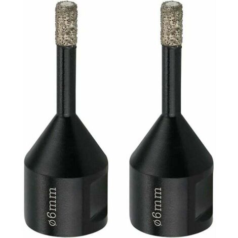 VURAHOME - Forets à Carrelage 6 mm M14 Foret Diamant Carrelage Grès Cérame Marbre - Scie cloche Diamant, 2x Forets Trépan Diamant à sec pour Meuleuse d'angle (Noir ）