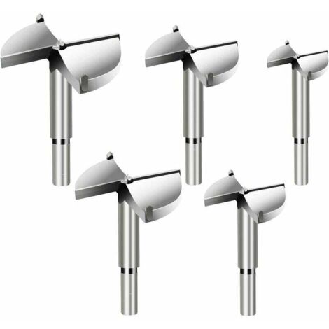 VURAHOME - Forstner 5pcs foret à bois diamètre 35/40/45/50/60mm foret de fraise en carbure pour le forage du bois, l'installation de portes à billes dans le bois, les tiroirs, le plastique, le contrep