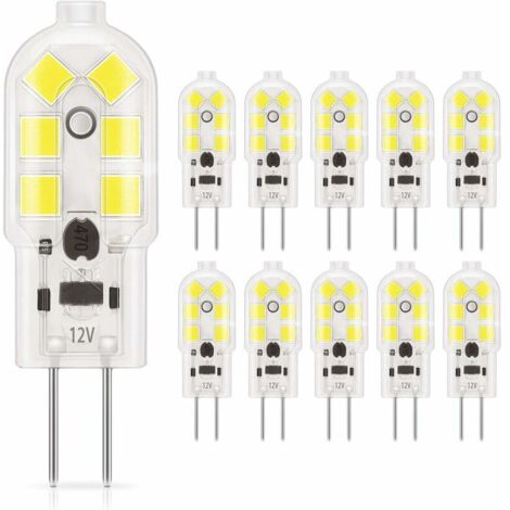 VURAHOME - G4 LED 1.5W Ampoule, 180LM, AC/DC 12V Ampoules d'éclairage équivalent à 20W halogène, Lumière du jour 6000K, Non dimmable, remplacement pour hotte et lusture, Lot de 10