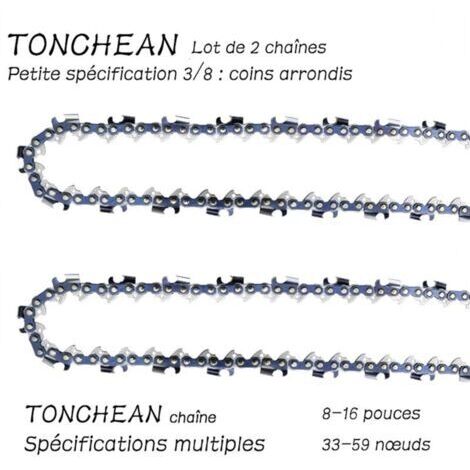 VURAHOME - Guide et chaîne pour tronçonneuse,Lot de 2 chaînes de tronçonneuse Faible Rebond 3/8"LP 42 maillons pour tronçonneuse (10pouces)Lame à 21 sections——Coins arrondis,de