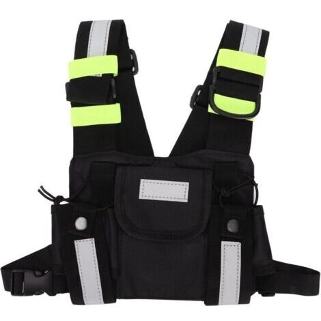 VURAHOME - Harnais Universel de Radio de Poitrine, Gilet D'étui de Poche Avant Réfléchissant Vert pour Talkie-walkie Radio Bidirectionnel, pour Baofeng, pour Kenwood, pour Motorola, pour TYT, Etc.,de