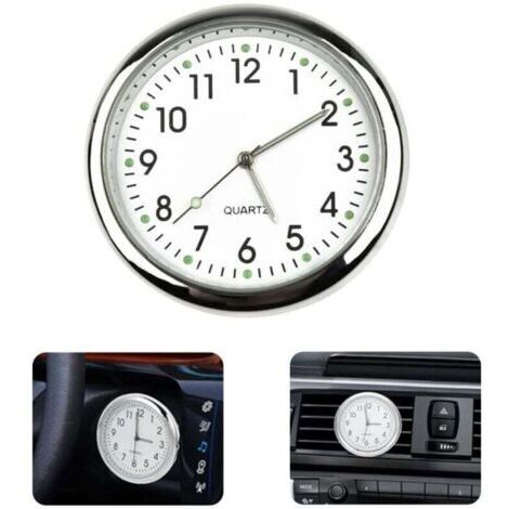 VURAHOME - Horloge de voiture  Affichage heure  Ronde blanche, autocollante, quartz  Conducteurs (toute voiture)