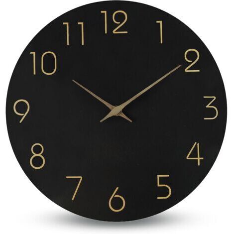 VURAHOME - Horloge Murale silencieuse sans tic-tac décorative pour Cuisine, Chambre, Salle de Bain, Bureau, Salon, Fonctionne avec Piles – 30,4 cm en Bois Moderne Simple