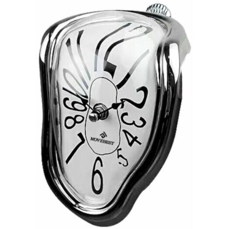 VURAHOME - Horloge murale torsadée créative argentée de 7 pouces Horloge d'ornement décoratif de fusion nordique Dali