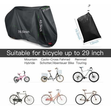 VURAHOME - housse de vélo,Housse imperméable 210D Oxford pour 1-2 vélos, protection UV, housse de pluie anti-poussière avec trou de serrure pour VTT, vélo de route électrique, XL